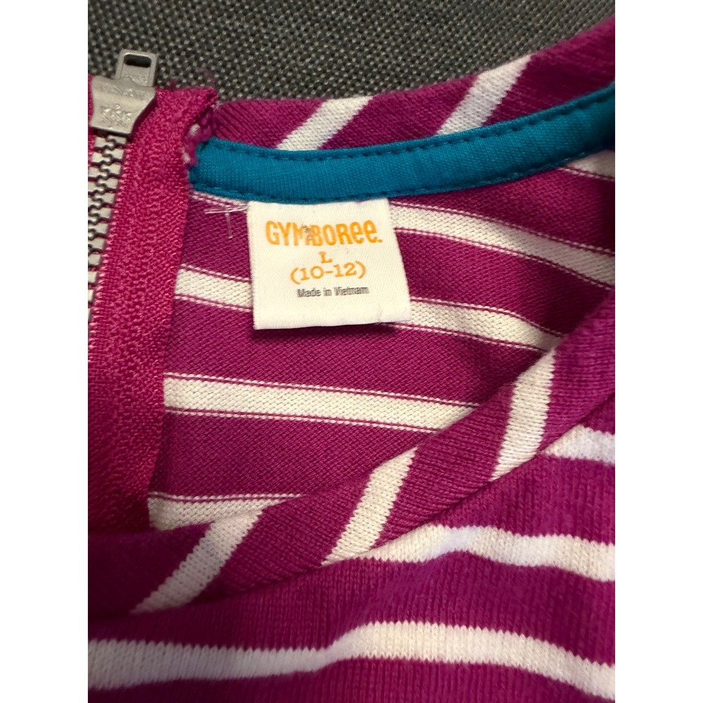Gymboree Girls Magenta Pink Striped Watermelon Sequin Dress Size L 10-12 - Picture 3 of 5